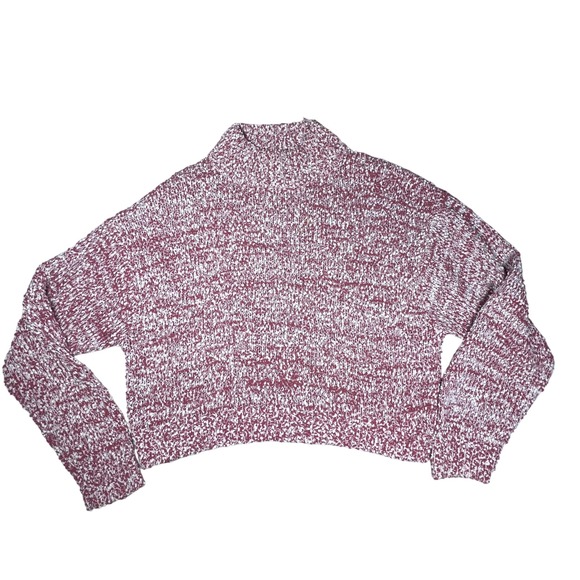 Blush Blood Marled Knit Cropped Turtleneck Sweater Cozy Soft Minimal Women Large - Picture 2 of 7